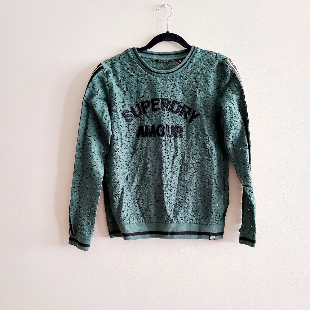 Superdry Green Lace Sweater Size 4